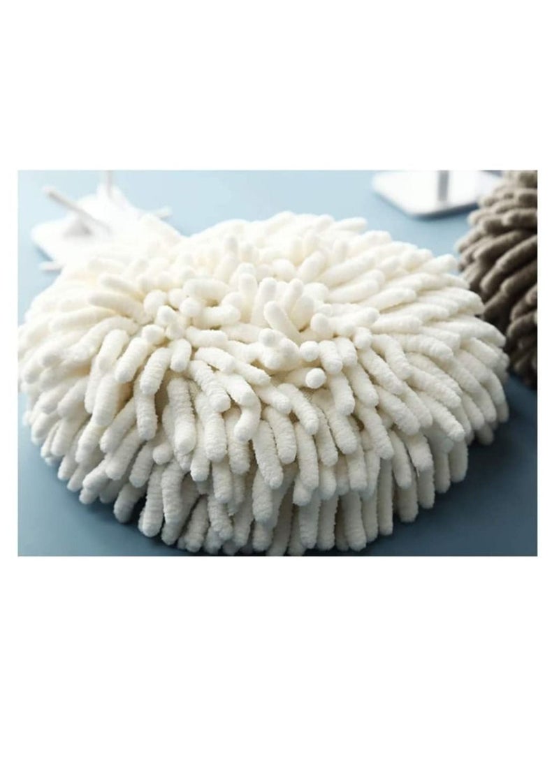MahMir MahMir Microfiber Hand Towel Ball Fast Drying, Chenille Hand Towel Ball Absorbent Soft Towel Microfiber Hand Towels for Bathroom Kitchen Hand Drying Puff (White+Gray 2-Pack)  - Image 5