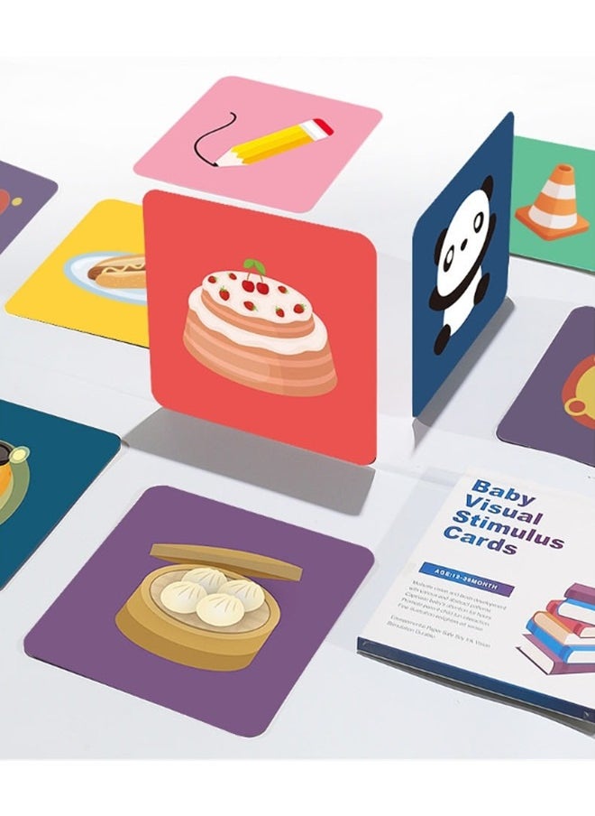 64PCS 128Page Visual Stimulation Cards Set for Babies Ages 0-3-6-12-36 Months