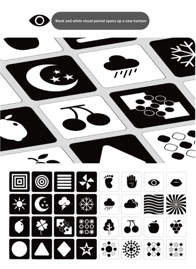64PCS 128Page Visual Stimulation Cards Set for Babies Ages 0-3-6-12-36 Months