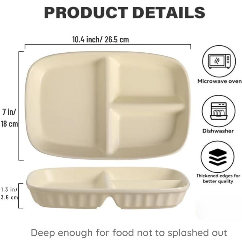 RoarCraft Divided Plate for Adults 6 Pcs 105 Inch Unbreakable Wheat Straw Plates with 3 Compartments Reusable Bariatric Portion Control Plate for Kids ToddlersMicrowave Safe6PCs Mix - Image 2