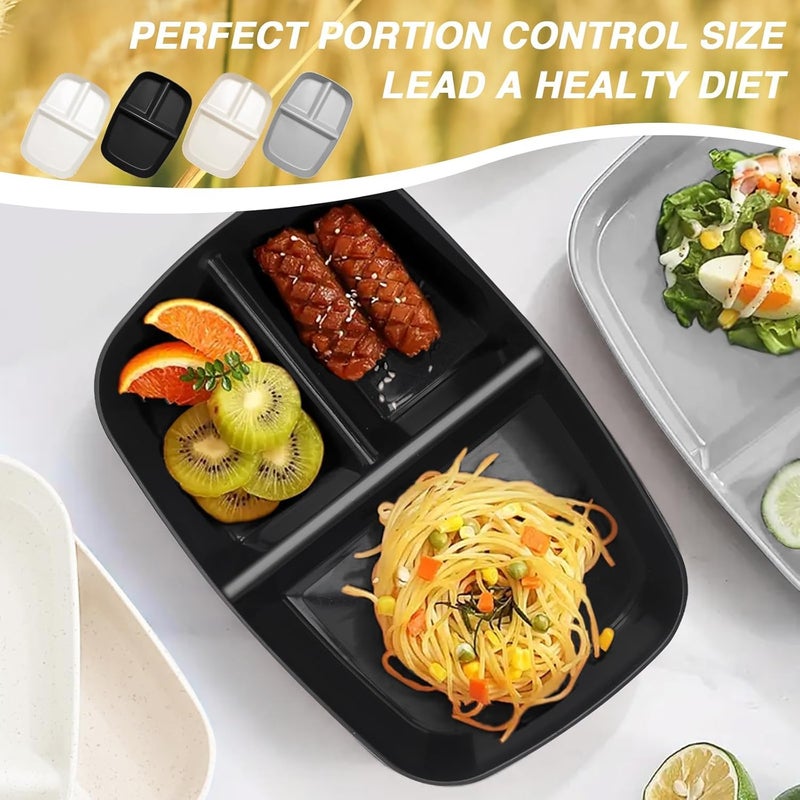 RoarCraft Divided Plate for Adults 6 Pcs 105 Inch Unbreakable Wheat Straw Plates with 3 Compartments Reusable Bariatric Portion Control Plate for Kids ToddlersMicrowave Safe6PCs Mix - Image 5
