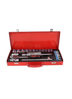 LAWAZIM Bit Socket Set with Red Iron Box -24 Piece- Durable Chrome Vanadium Hex Sockets, Metric & SAE - Heavy-Duty Tool Kit for Mechanics, DIY Enthusiasts, and Automotive Repairs  - Image 1
