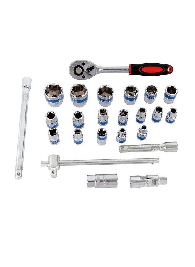 LAWAZIM - Bit Socket Set with Red Iron Box -24 Piece- Durable Chrome Vanadium Hex Sockets, Metric & SAE - Heavy-Duty Tool Kit for Mechanics, DIY Enthusiasts, and Automotive Repairs - Image 1