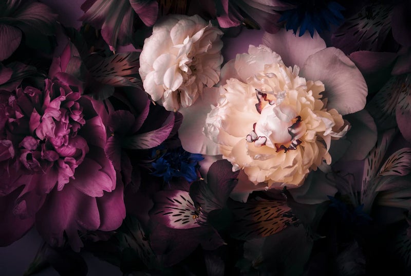 MFWFM Dark Floral Wallpaper Peony Flowers Wall Mural Wallpaper for Girls Bedroom (Not Peel n' Stick) - Image 2