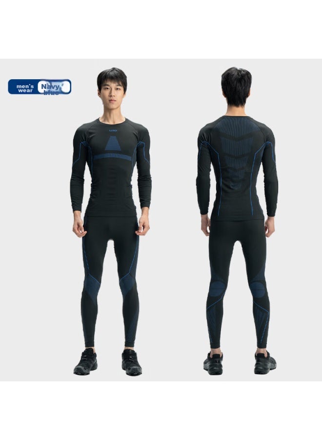 UTO Uto Quick-dry Compression Base Layer For Men, Functional Underwear For Skiing, Hiking, Outdoor Sports, Warm Set, Black And Blue, Xxxl - Image 4