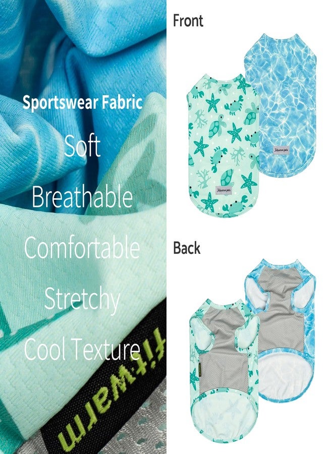 فيت وورم قميص Fitwarm البحري للكلاب، عبوة من قطعتين، حماية من أشعة الشمس فوق البنفسجية بدرجة UPF 50+، سترة تبريد خفيفة الوزن، ملابس صيفية سريعة الجفاف للكلاب الصغيرة، ذكور وإناث، طقم ملابس للحيوانات الأليفة، أزرق سماوي، أخضر نعناعي، مقاس كبير - Image 5