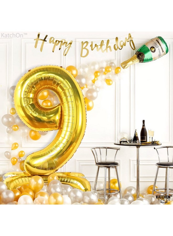 KATCHON KatchOn, Self Standing Gold Number 9 Balloon - 40 Inch | 9th Birthday Balloons, Nine Birthday Balloon | Gold 9 Balloon, On Cloud 9 Balloons | Number 9 Balloon | Birthday Decorations  - Image 3