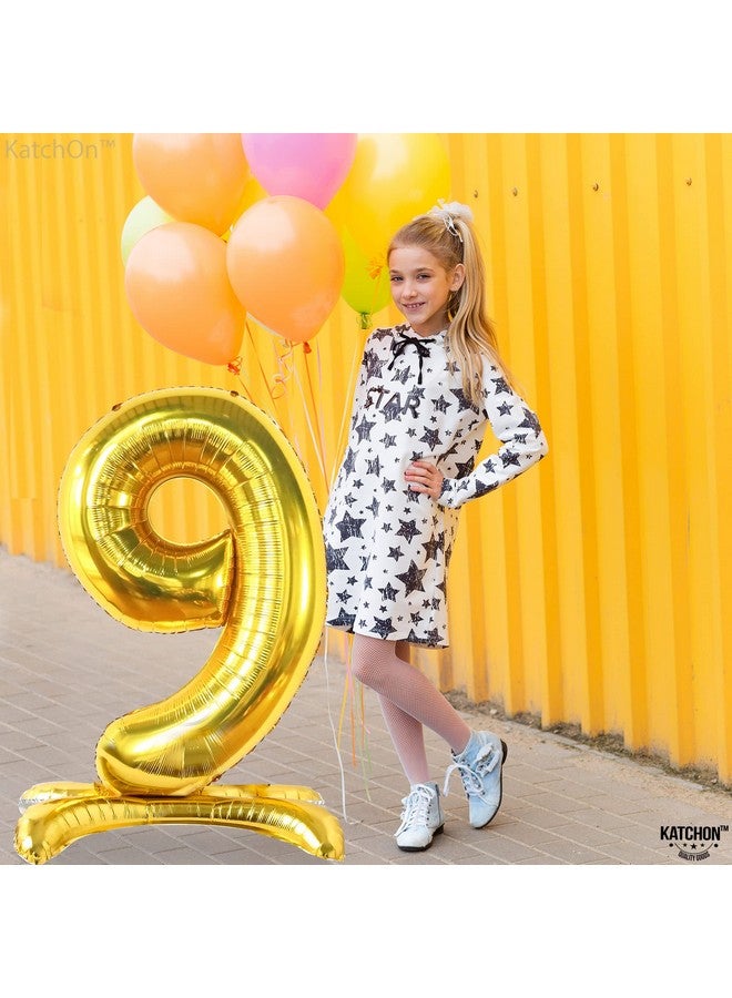 KATCHON KatchOn, Self Standing Gold Number 9 Balloon - 40 Inch | 9th Birthday Balloons, Nine Birthday Balloon | Gold 9 Balloon, On Cloud 9 Balloons | Number 9 Balloon | Birthday Decorations  - Image 2