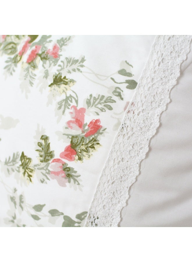 FADFAY Shabby Pink Rose Floral Print Pillowcases Elegant Country Style Vintage Lace Ruffles Bedding Pillow Covers Standard Size 19 x 29 TwinFullQueen Vintage Rose - Image 2