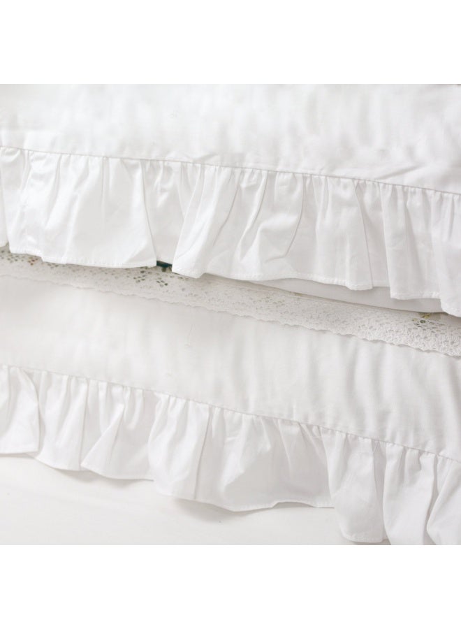 FADFAY Shabby Pink Rose Floral Print Pillowcases Elegant Country Style Vintage Lace Ruffles Bedding Pillow Covers Standard Size 19 x 29 TwinFullQueen Vintage Rose - Image 4