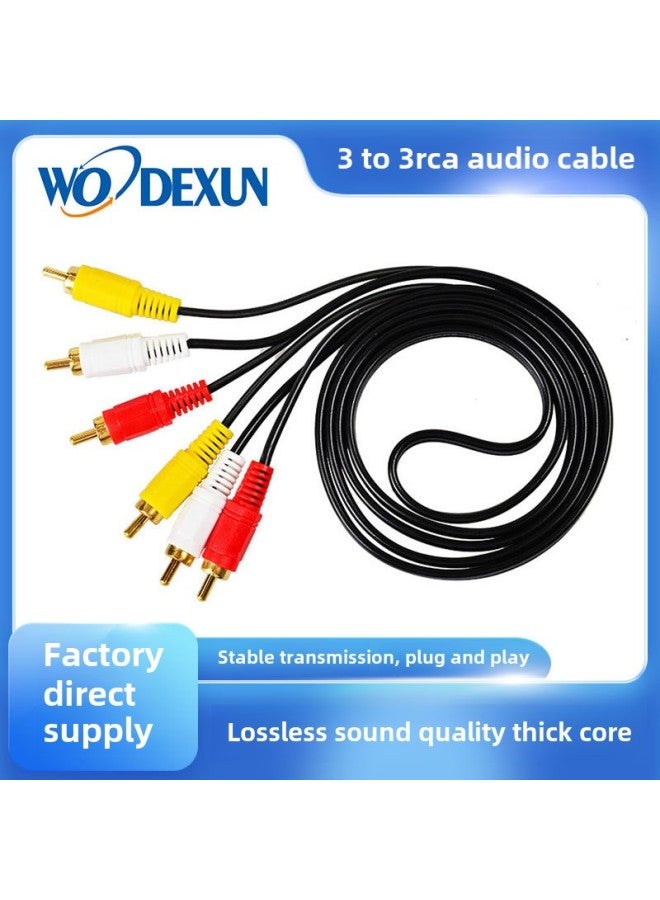 Audio Cable Three-to-Three Lotus Audio 3RCA-3RCA Audio Cable Black Audio Cable-Color:Black-Length:3 M  - Image 1