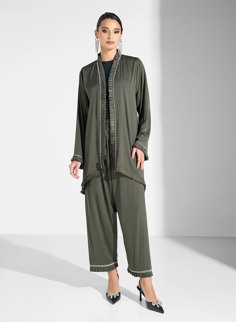 hayas closet V-Neck Blouse & Pants Set
