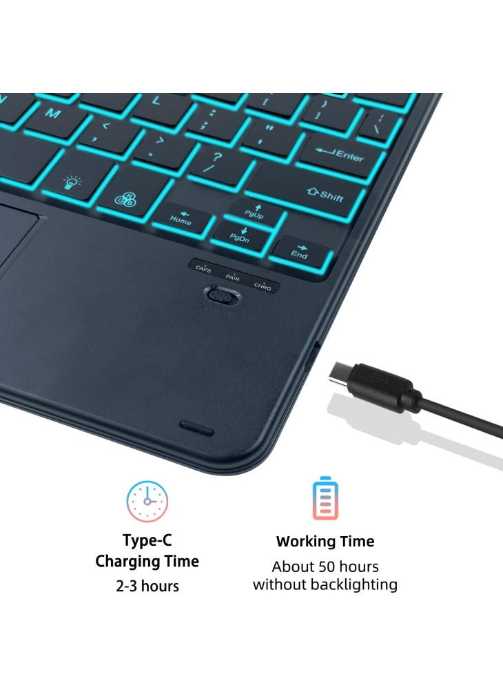 SK-205D لجهاز Samsung Galaxy Tab A8 10.5 (2022) حافظة جلدية بلوحة مفاتيح مغناطيسية قابلة للفصل ومتوافقة مع بلوتوث وإضاءة خلفية RGB - أخضر داكن + أسود - Image 5