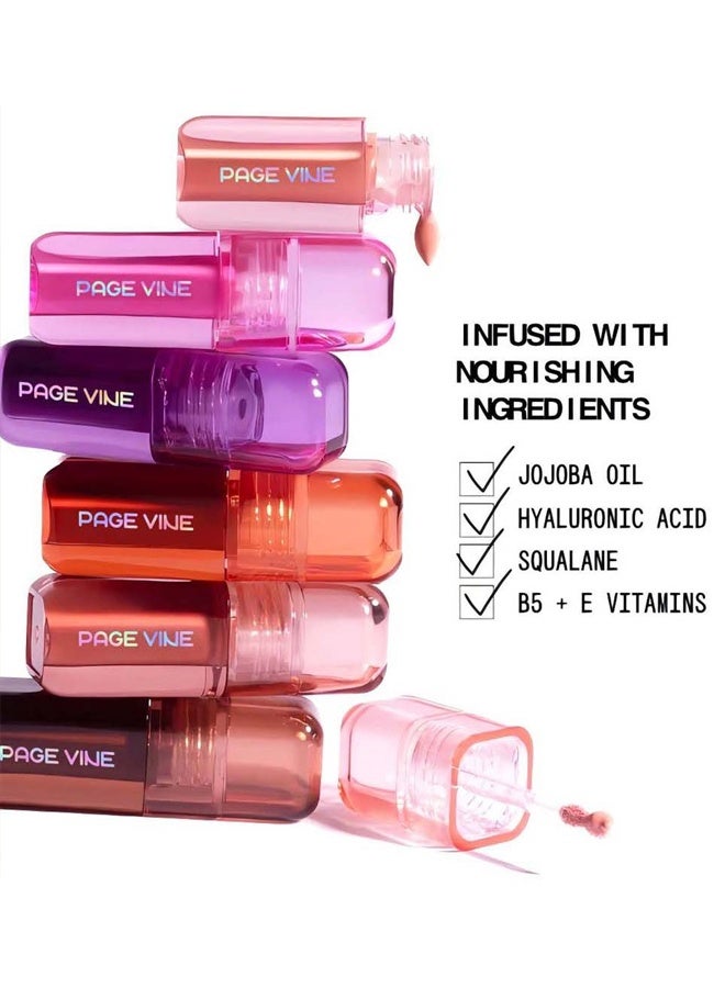 PAGE VINE Makeup Set - Natural Powder Blush & Hydrating Lip Oil Duo | Long-Lasting Color, Lightweight High Gloss Finish for Smooth Lips(#1) - Image 4