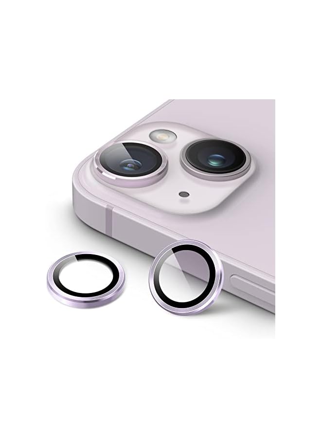 JETech Camera Lens Protector for iPhone 14 6.1-Inch and iPhone 14 Plus 6.7-Inch, 9H Tempered Glass Metal Individual Ring Cover, HD Clear, 1 Set (Purple) - Image 1