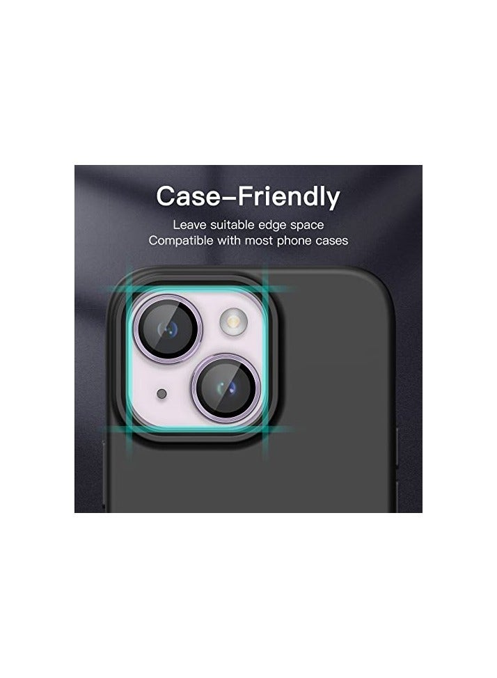 JETech Camera Lens Protector for iPhone 14 6.1-Inch and iPhone 14 Plus 6.7-Inch, 9H Tempered Glass Metal Individual Ring Cover, HD Clear, 1 Set (Purple) - Image 3
