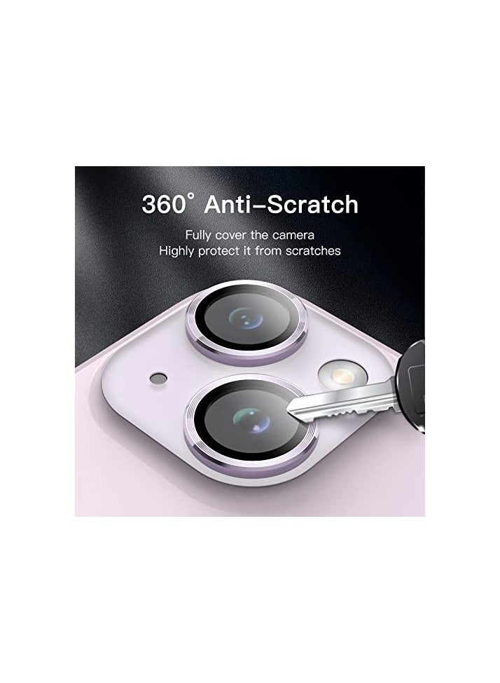 JETech Camera Lens Protector for iPhone 14 6.1-Inch and iPhone 14 Plus 6.7-Inch, 9H Tempered Glass Metal Individual Ring Cover, HD Clear, 1 Set (Purple) - Image 4