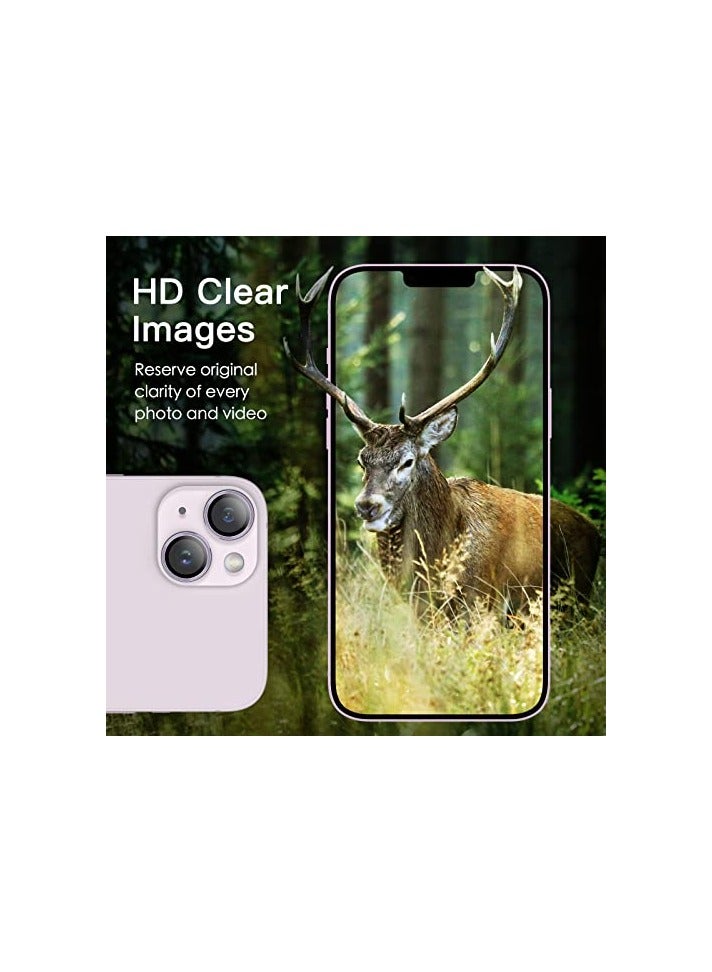 JETech Camera Lens Protector for iPhone 14 6.1-Inch and iPhone 14 Plus 6.7-Inch, 9H Tempered Glass Metal Individual Ring Cover, HD Clear, 1 Set (Purple) - Image 5