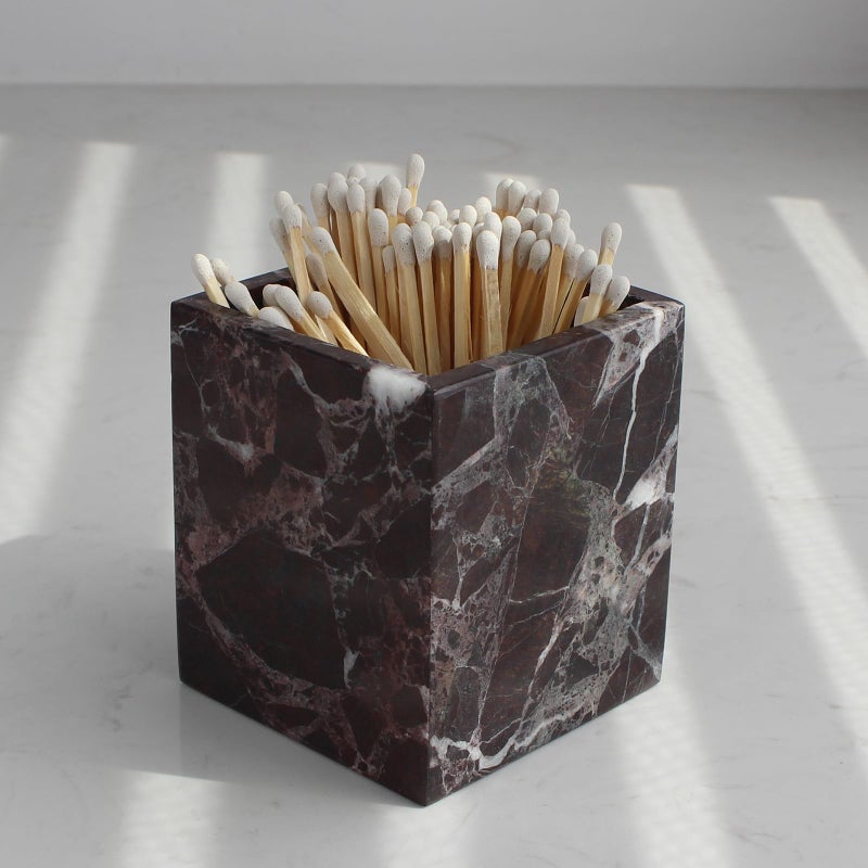 Natust Natural Rosso Levanto Marble Square Storage Container for Toothbrush/Makeup Brush/Pens, Countertop Organizer Bathroom - Image 5