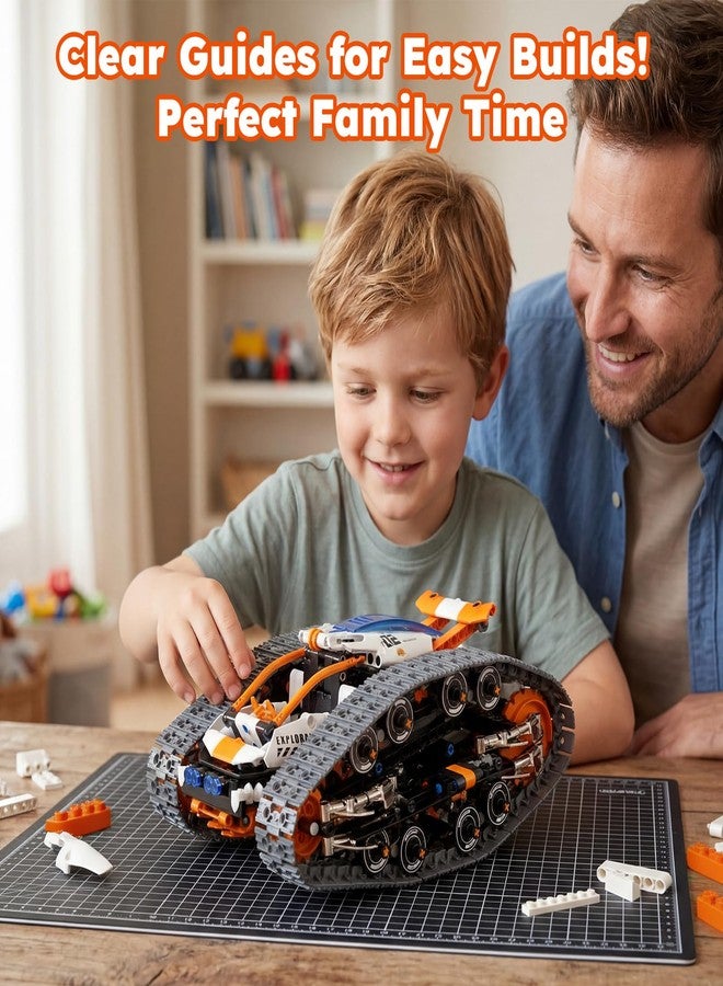 HPROMOT 2 in 1 STEM Crawler Robot Building Kit, App & 2.4G Remote Control Transformable Tracked Vehicle Coding Technic Blocks, Educational Engineering Science Gift for Boys Girls Ages 8-14 - Image 2