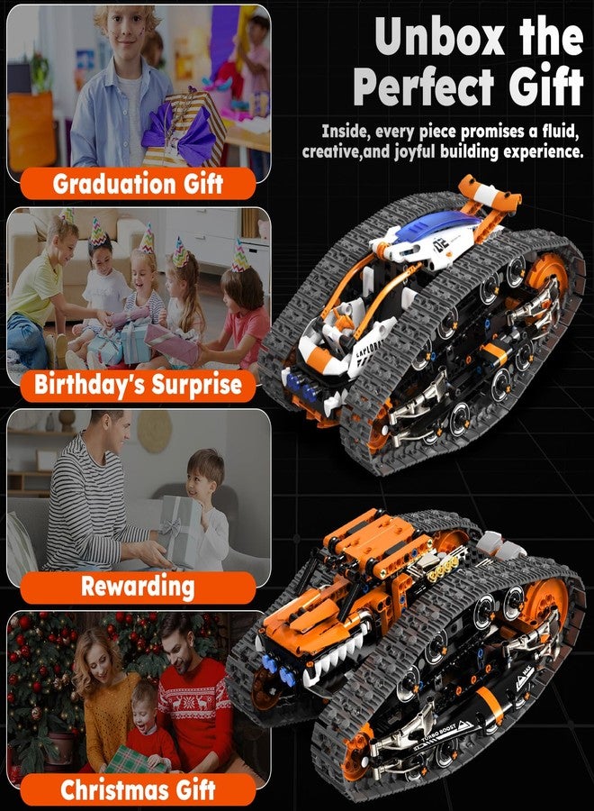 HPROMOT 2 in 1 STEM Crawler Robot Building Kit, App & 2.4G Remote Control Transformable Tracked Vehicle Coding Technic Blocks, Educational Engineering Science Gift for Boys Girls Ages 8-14 - Image 5
