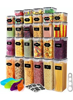 SILVER CREST Food Storage Containers 24 Pack, Airtight Food Storage Containers Set, BPA Free, Plastic Pantry Storage Containers with Lids, Labels,Marker, Spoon Set, Spaghetti Measurer Tool  - Image 1