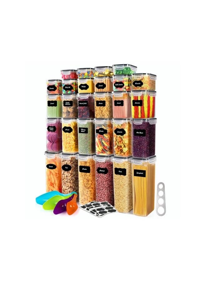 SILVER CREST Food Storage Containers 24 Pack, Airtight Food Storage Containers Set, BPA Free, Plastic Pantry Storage Containers with Lids, Labels,Marker, Spoon Set, Spaghetti Measurer Tool  - Image 2