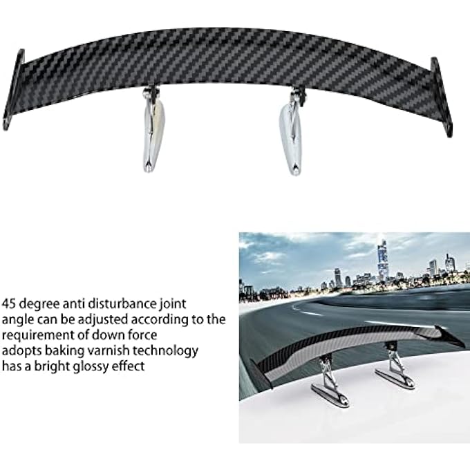 ريحني جناح Gt Spoiler بنمط ألياف كربونية مستقر لامع لجناح جناح شامل للسيارة صغير - Image 4