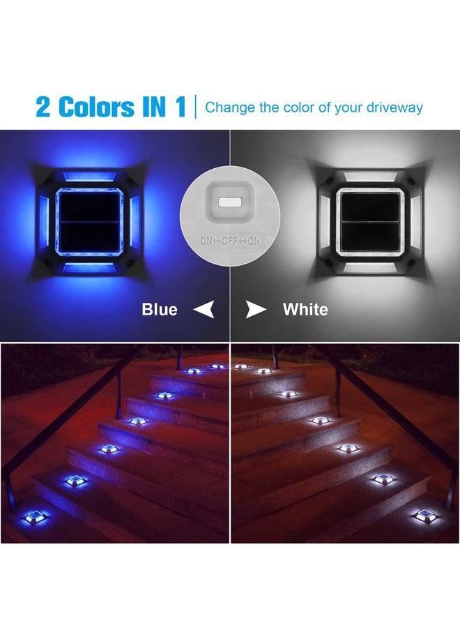 VOLISUN Solar Driveway Lights Dock Deck Lights 8-Pack,2 Colors in 1,Wireless Solar Powered 1200mAh Battery,Waterproof Outdoor Warning Step Lights for Driveway Sidewalk(2 Colors Lighting,White/Blue) - Image 2