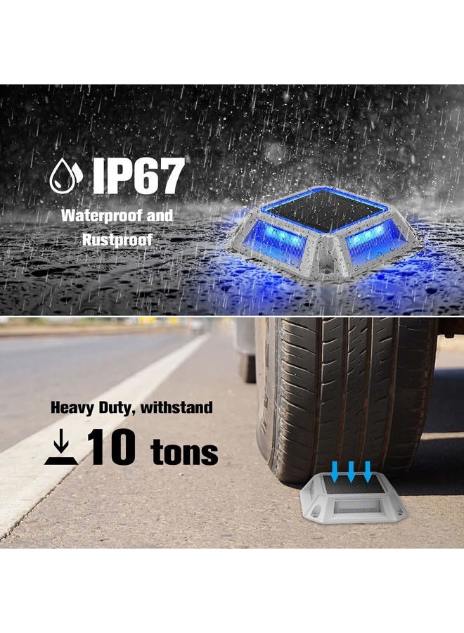 VOLISUN Solar Driveway Lights Dock Deck Lights 8-Pack,2 Colors in 1,Wireless Solar Powered 1200mAh Battery,Waterproof Outdoor Warning Step Lights for Driveway Sidewalk(2 Colors Lighting,White/Blue) - Image 4
