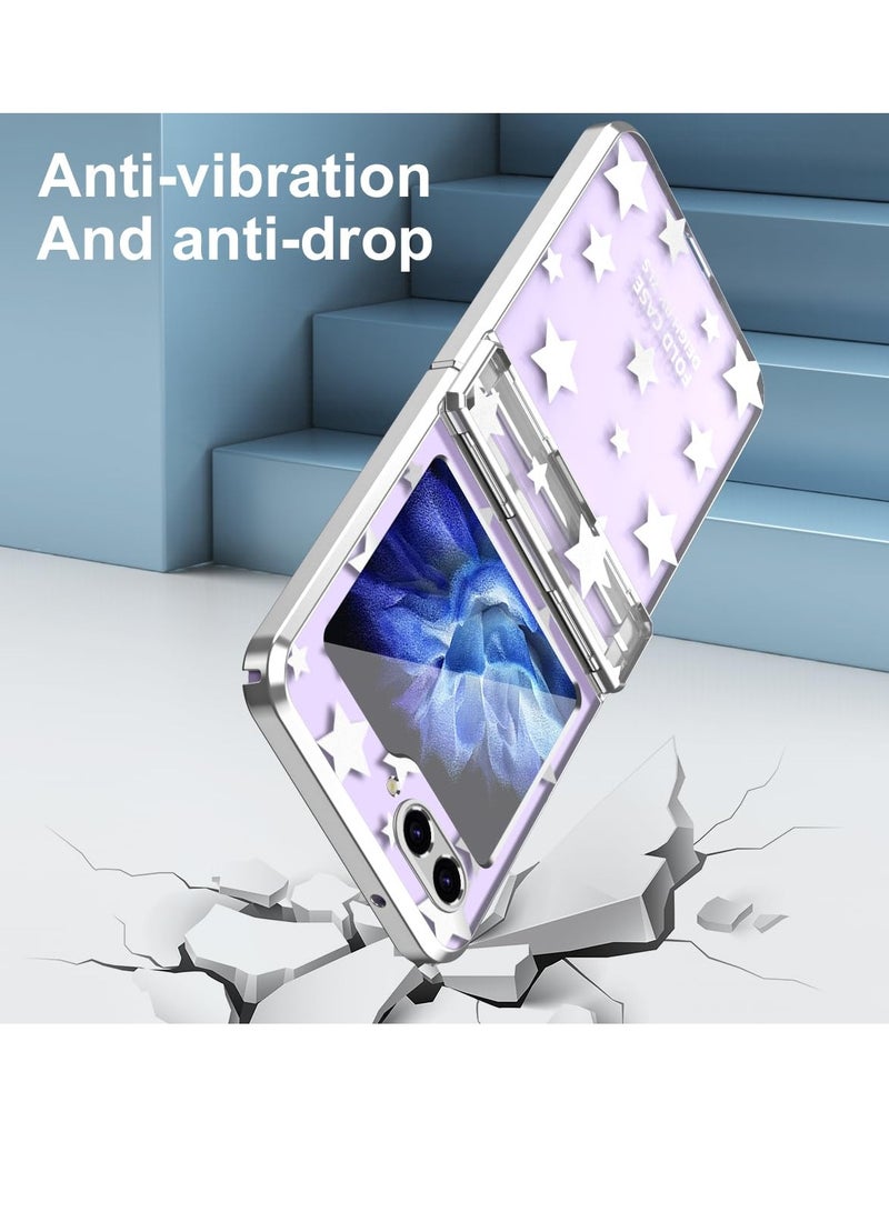 Excefore Designed for Galaxy Z Flip 5 Case, for Samsung Flip 5 Full Cover Shockproof Slim Phone Protection Case, with Hinge Protection and Built-in Back Screen Protector (Silver) - Image 3