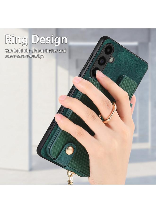 اس-توب جراب خلفي لهاتف Samsung Galaxy A24 مزود بحلقة جلدية متقاطعة وسحاب عمودي - Image 5