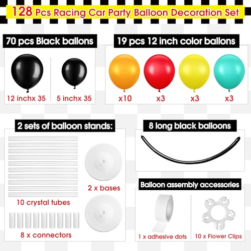 WinnerWhy 179 Pcs Race Car Birthday Party Decorations Includes 141 Traffic Lights Balloon Stand Set 12 Traffic Cones 24 Racing Checkered Flags 1 Grid String Flags 1 Racetrack Floor Runner - Image 5
