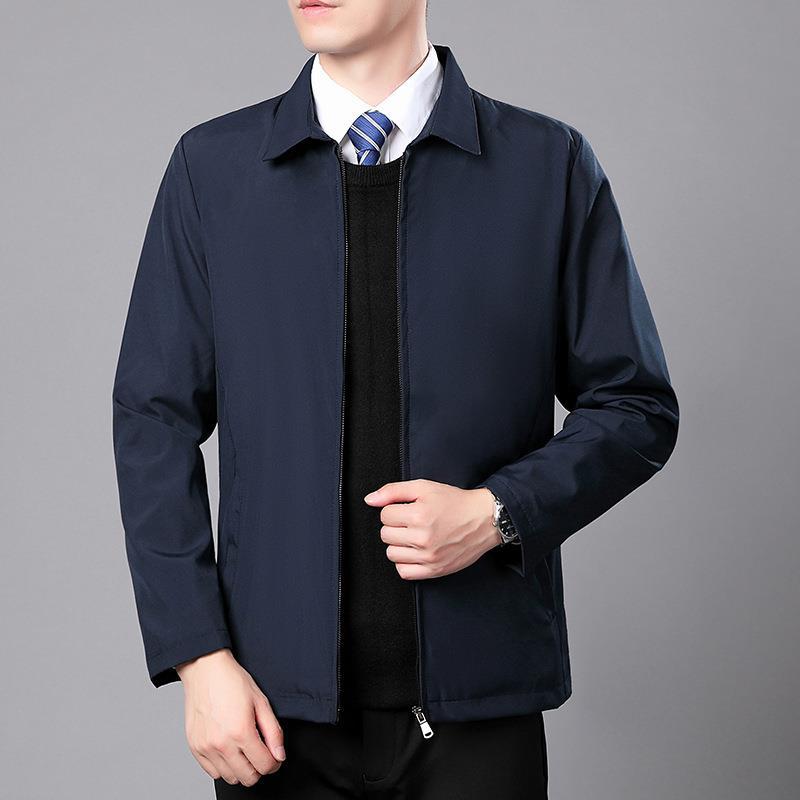 2023 Jacket Men'S Middle-Aged Business Dad Casual Jacket Men'S Fashion Lapel Jacket Top - Image 3