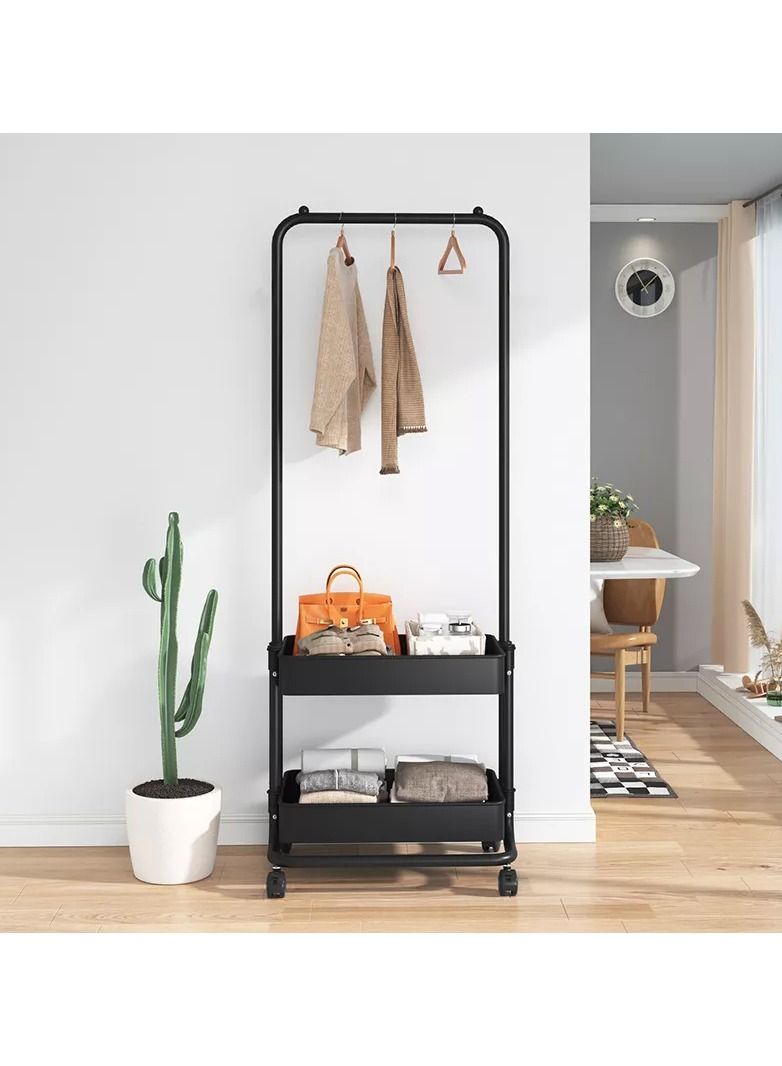 DubaiGallery Magic Home Floor hanging clothes rack home Modern Nordic bedroom balcony cloakroom vertical drying rack clothes hat bag shoes double storage rack iron simple - Image 4