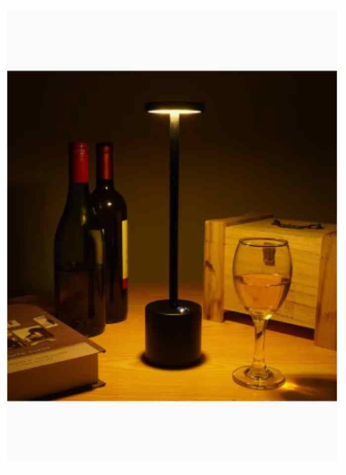 Rechargeable Cordless Table Lamp,Outdoor Portable Battery Operated Desk Lamps 2-Levels Brightness Powered Small Night Light Black 34 x 8cm
