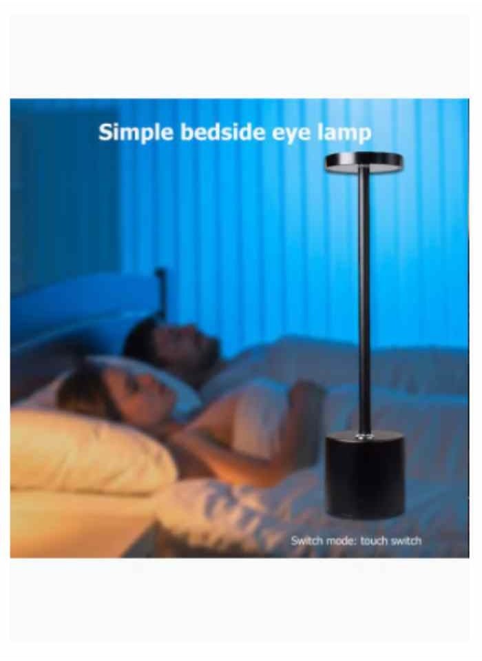 Rechargeable Cordless Table Lamp,Outdoor Portable Battery Operated Desk Lamps 2-Levels Brightness Powered Small Night Light Black 34 x 8cm