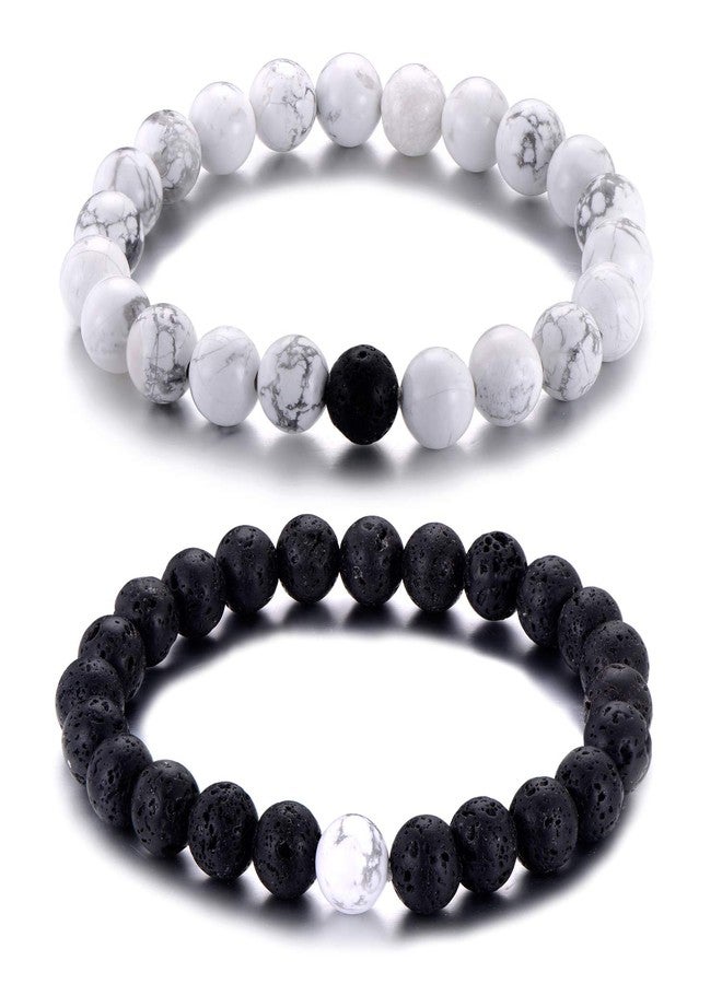 Softones 8MM Lava Rock Beads Bracelet for Men Women,Friendship Couples Gifts Natural Stone Bracelets - Image 1