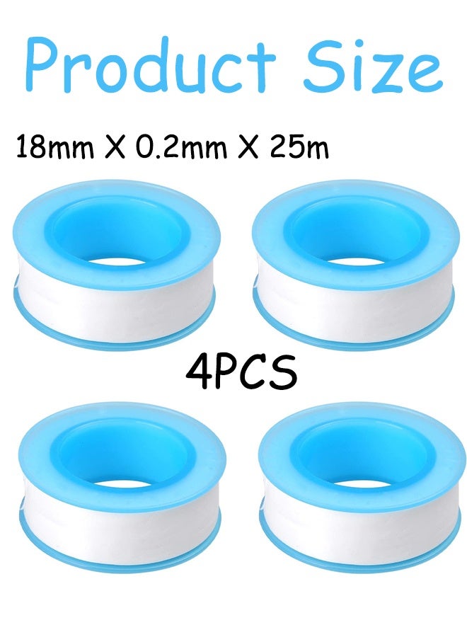 4 Pcs PTFE Teflon Thread Sealing Tape 18mm X 0.2mm X 25m White Multi Purpose Leak Proof Pipe Sealant for Water Pipes Gas Pipes Plumbing Joints Threaded Fittings Car Parts Bathroom Kitchen Fixtures Industrial Use - Image 2