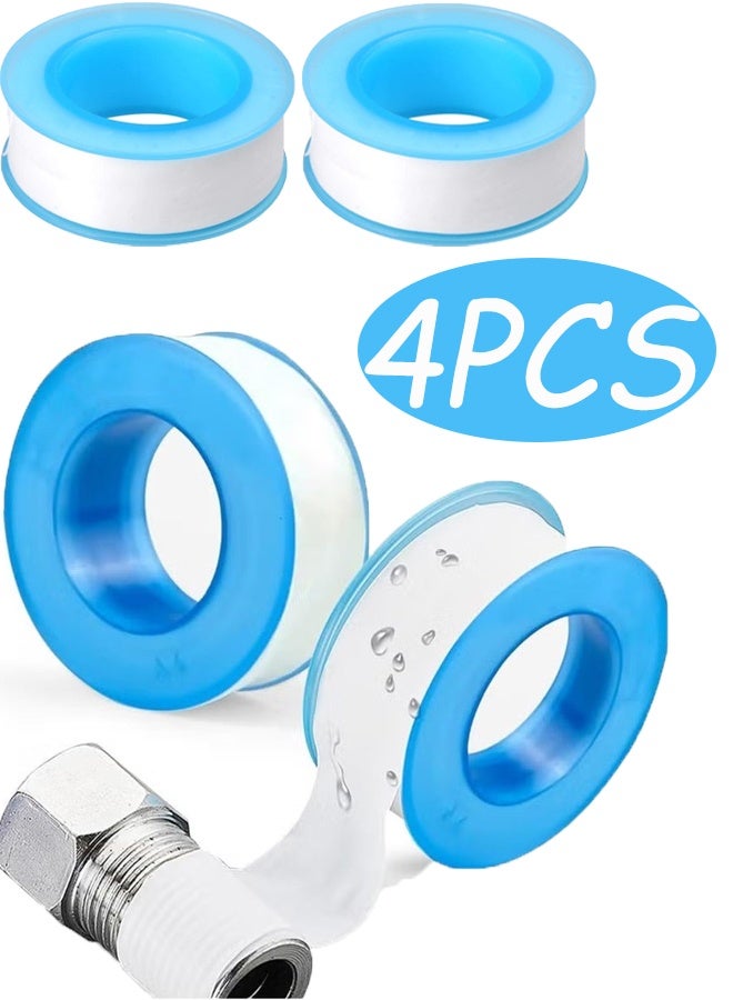 4 Pcs PTFE Teflon Thread Sealing Tape 18mm X 0.2mm X 25m White Multi Purpose Leak Proof Pipe Sealant for Water Pipes Gas Pipes Plumbing Joints Threaded Fittings Car Parts Bathroom Kitchen Fixtures Industrial Use - Image 1