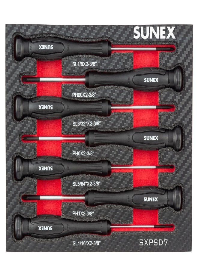 Sunex Tools مجموعة مفكات براغي دقيقة ومثقوبة SXPSD7 من SUNEX TOOLS مصنوعة من إسفنج EVA، مكونة من 7 قطع - Image 2