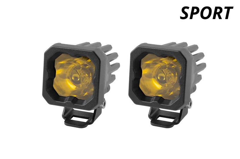 Diode Dynamics SSC1 Yellow Sport Standard LED Pod (pair), Wide w/Amber Backlight - Image 2