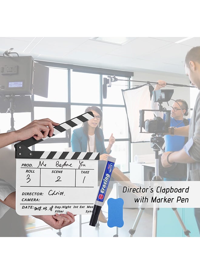 Loquat Cut Action Scene Clapper Board Slate With Marker Pen Eraser White/Black  - Image 3