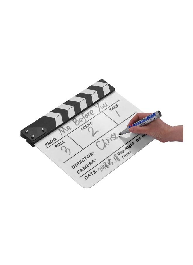 Loquat Cut Action Scene Clapper Board Slate With Marker Pen Eraser White/Black  - Image 5