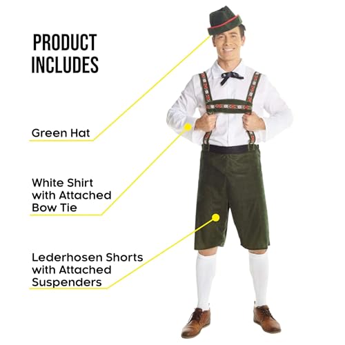 Morph Lederhosen Men Costume, Bavarian Oktoberfest Outfit, German Traditional Attire for Men, Festive Celebration Wear, X-Large - Image 2