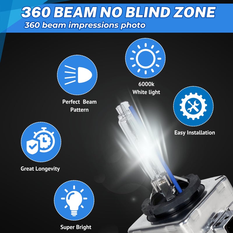 SOCAL-LED LIGHTING D1S 35W Xenon HID Headlight Bulbs - 8000K Ice Blue - 66144 66140 85140 85415 OEM High Low Beam Direct Replacement - pack of 2 - Image 3