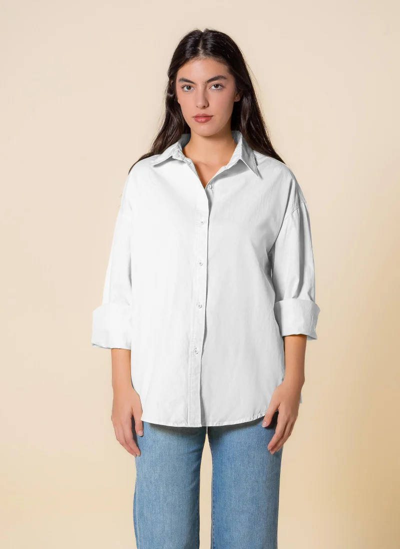 SHAPES DETAILED COTTON BLEND SHIRT