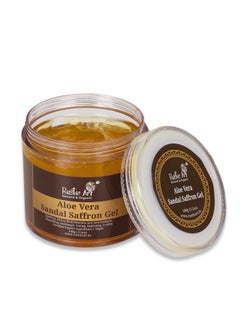 Rustic Art Organic Aloe Vera Sandal Saffron Gel With Niacinamide (Vitamin B5) | Reduce Dark Spots, Even Tone Skin | For Glowing, Radiant & Bright Skin | For Kids, Women & Men | 100 Gm  - Image 1