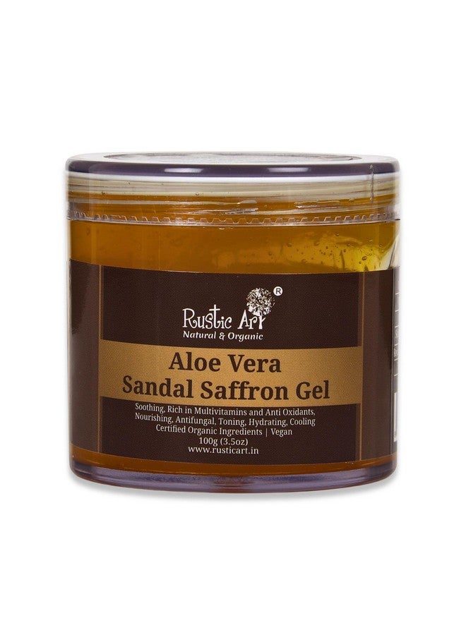 Rustic Art Organic Aloe Vera Sandal Saffron Gel With Niacinamide (Vitamin B5) | Reduce Dark Spots, Even Tone Skin | For Glowing, Radiant & Bright Skin | For Kids, Women & Men | 100 Gm - Image 3