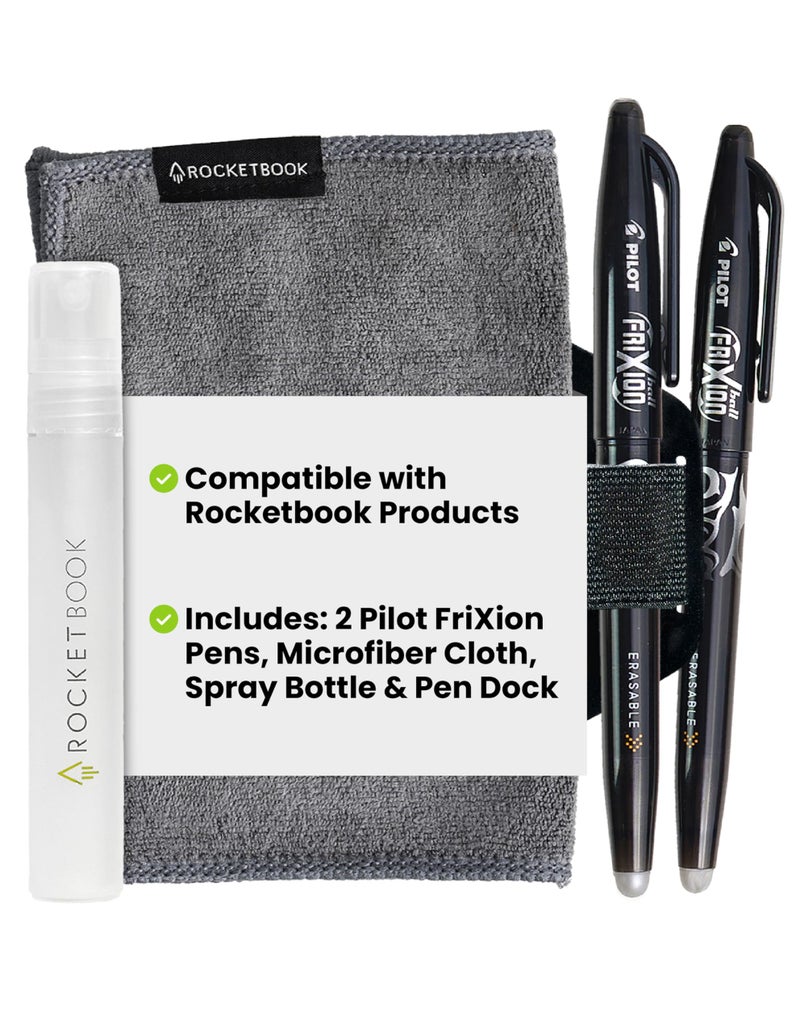 Rocketbook Accessory Kit â€“ Complete Set with 2 FriXion Gel Pens, Spray Bottle, Microfiber Cloth & Pen Dock â€“ Compatible with Rocketbook Notebooks & Planners for Effortless Organization Daily - Image 1